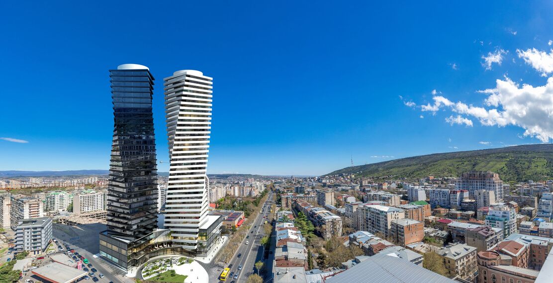 ConceptWall 50 Vliesgevels, ConceptSystem 77 Deuren en ConceptSystem 77 Ramen - Axis Towers gelegen in Tbilisi, Georgië