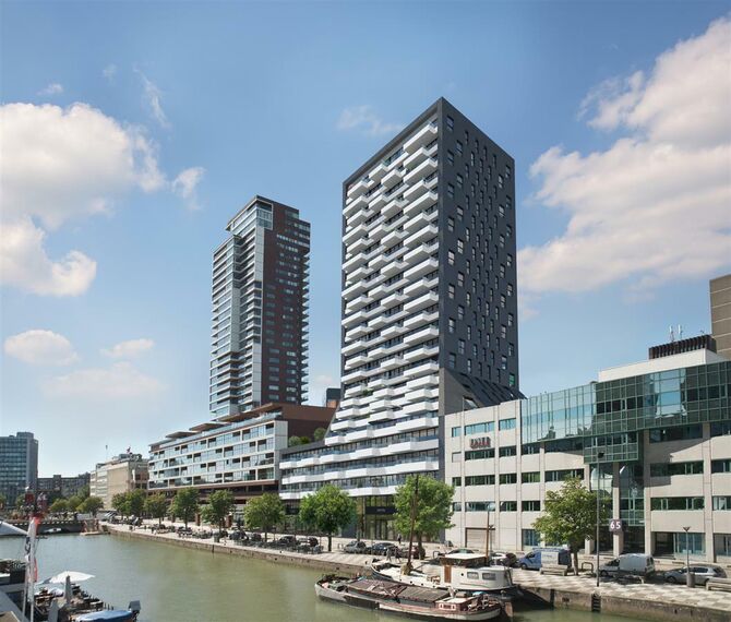 ConceptSystem 77 Ramen, ConceptWall 50 Vliesgevels en ConceptPatio 130 Schuifsystemen - Appartementencomplex The Muse: geeft Rotterdamse skyline smoel gelegen in Rotterdam, Nederland