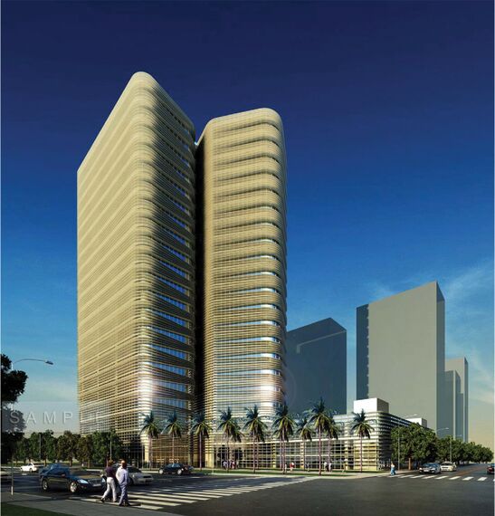 BriseSoleil 100 Zonwering en ConceptWall 50 Structureel geklemd Vliesgevels - Office building Al Kheir Tower gelegen inSaoedi-Arabië