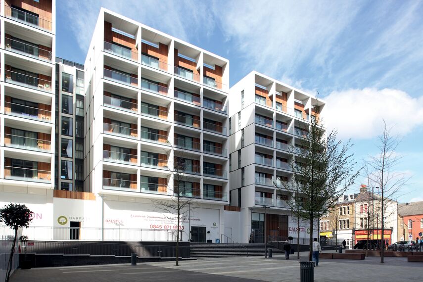 ConceptWall 50 Vliesgevels - Appartementencomplex Matchmakers Wharf gelegen in Stratford, Verenigd Koninkrijk