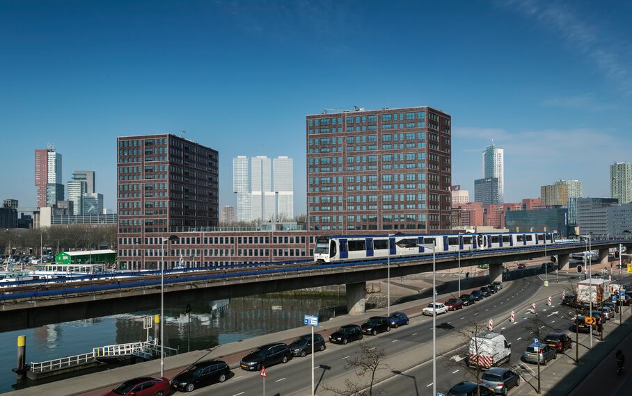 ConceptWall 50 Vliesgevels, ConceptSystem 77 Verborgen vleugel Ramen en ConceptSystem 77 Brandwerend Ramen - MUSA op Katendrecht: verweven met haar omgeving gelegen in Rotterdam, Nederland