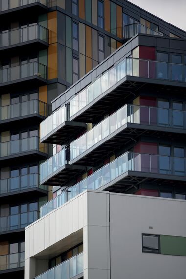 ConceptWall 50 Vliesgevels - Appartementencomplex Matchmakers Wharf gelegen in Stratford, Verenigd Koninkrijk