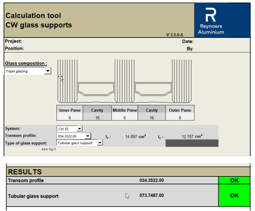 Glassteun calculator opstelling ok