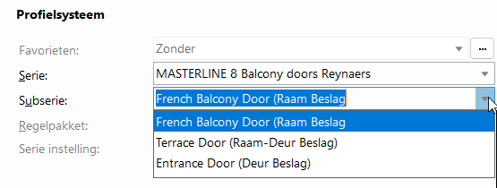 Invoer elementen MasterLine 8 terrasdeur ReynaPro