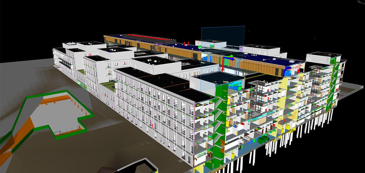 Gedetailleerd BIM-model van het ziekenhuis AZ Sint-Maarten.