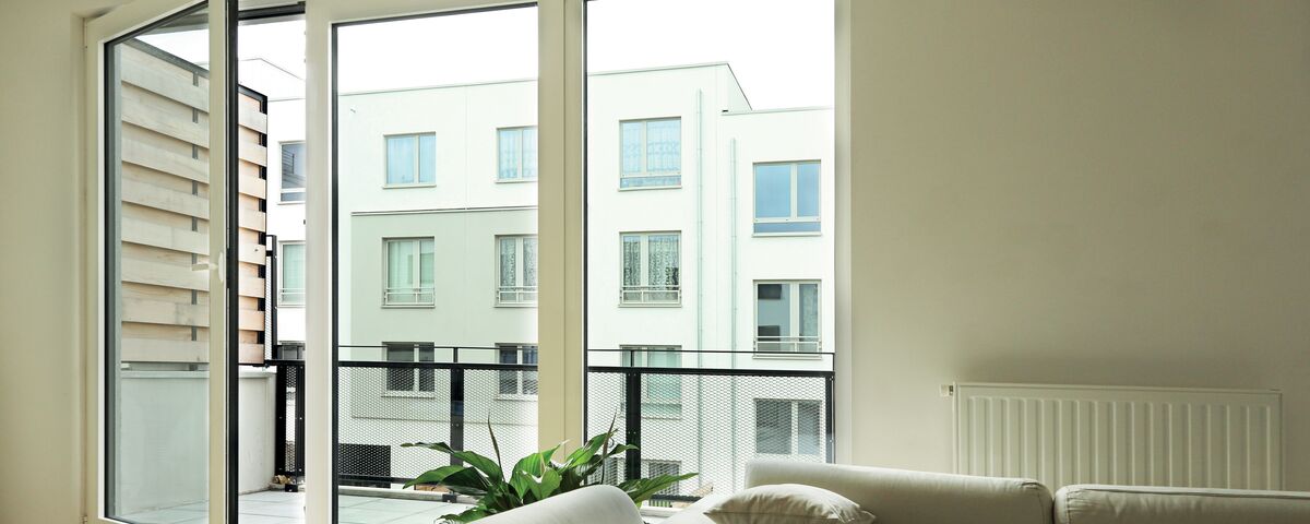 Terrace door in an appartment building.