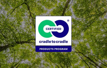 Het Cradle to Cradle logo voor een groene boomkruin.